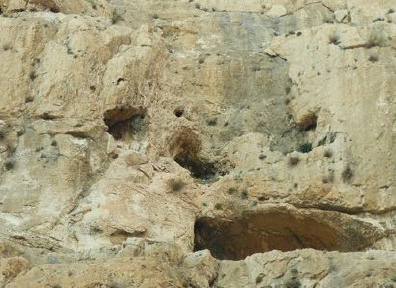 上图:Wadi Rummananeh峡谷的峭壁上布满了小岩洞,就像一个个石榴。「临门」的意思就是「石榴」,临门磐的地点不能确定,但可能就是类似的岩洞,六百名劫后余生的便雅悯人藏身在岩洞里(士二十45),易守难攻。
